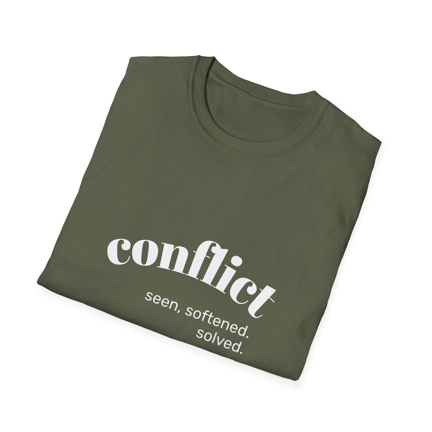 Conflict Unisex Softstyle T-Shirt, Casual Wear, Gift for Friends, Motivational Shirt, Everyday Tee, Philosophy Apparel