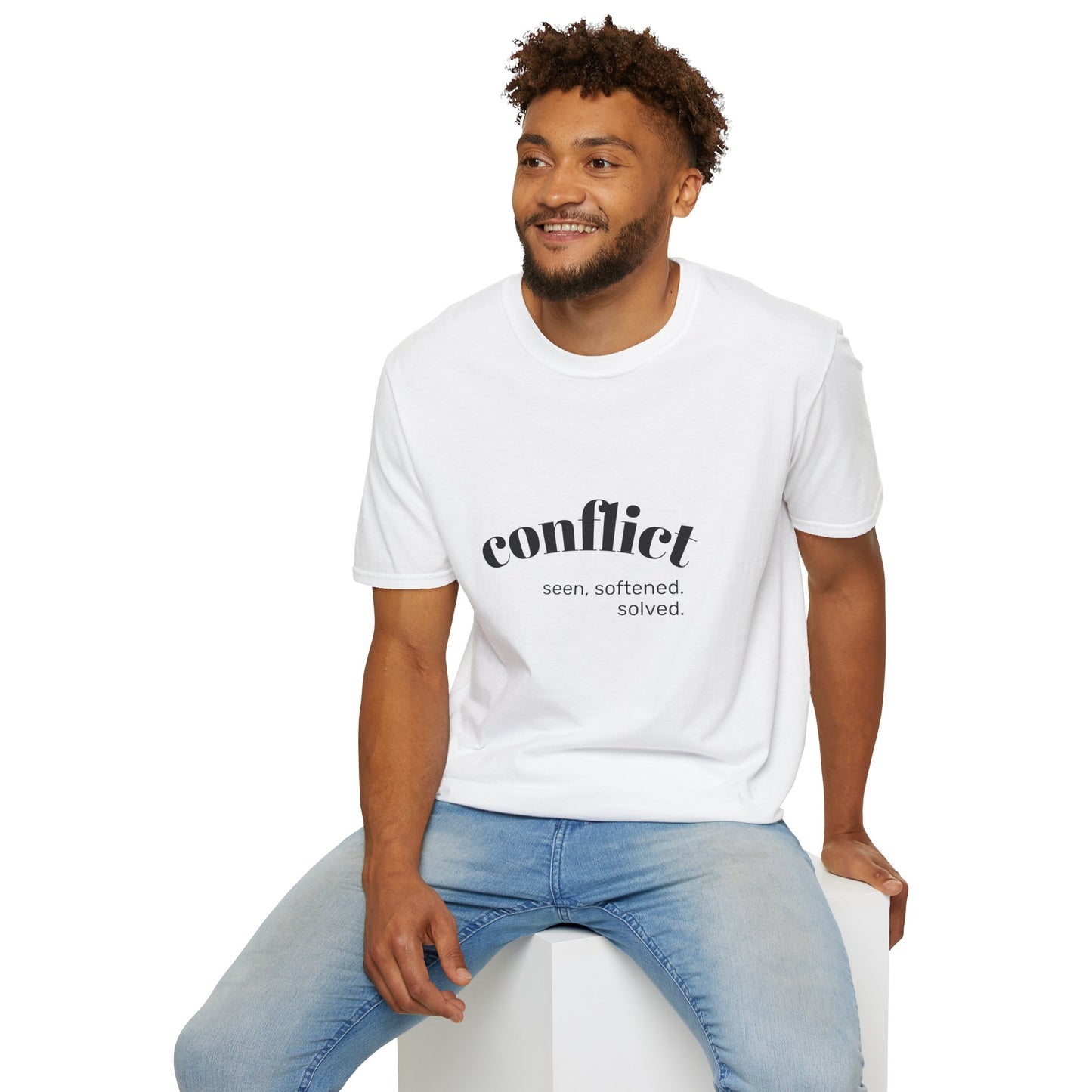 Conflict Unisex Softstyle T-Shirt, Casual Wear, Gift for Friends, Motivational Shirt, Everyday Tee, Philosophy Apparel