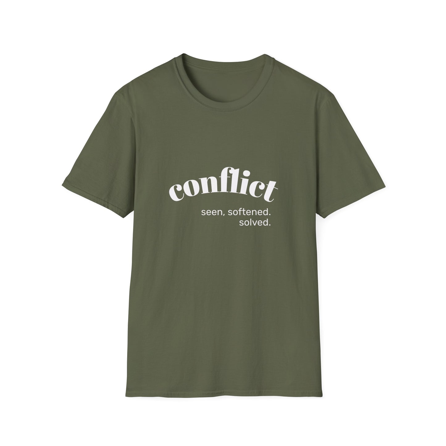 Conflict Unisex Softstyle T-Shirt, Casual Wear, Gift for Friends, Motivational Shirt, Everyday Tee, Philosophy Apparel