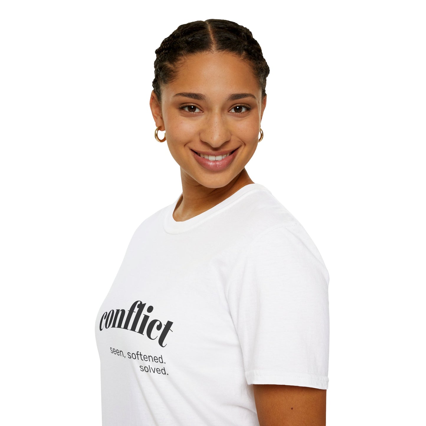 Conflict Unisex Softstyle T-Shirt, Casual Wear, Gift for Friends, Motivational Shirt, Everyday Tee, Philosophy Apparel