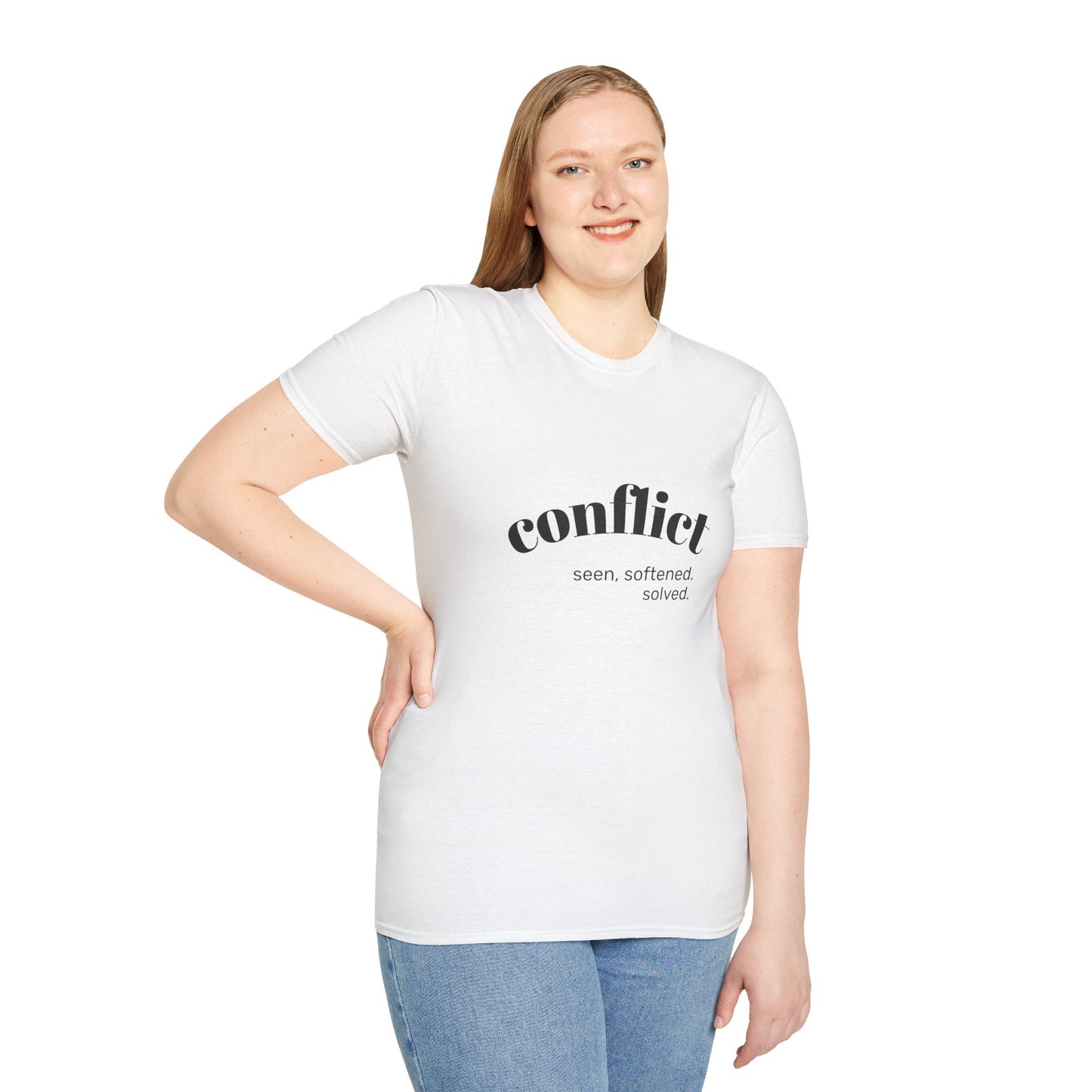 Conflict Unisex Softstyle T-Shirt, Casual Wear, Gift for Friends, Motivational Shirt, Everyday Tee, Philosophy Apparel