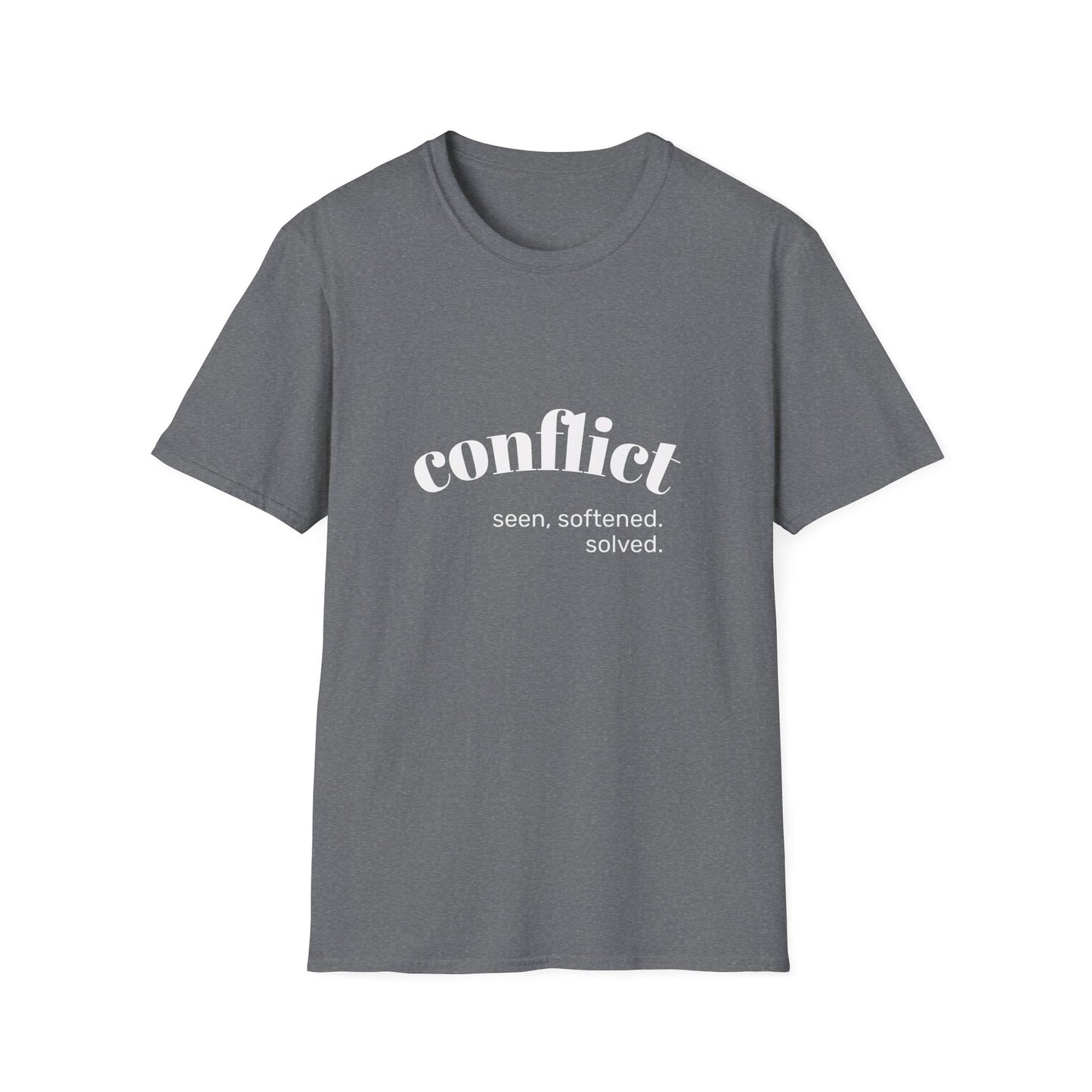 Conflict Unisex Softstyle T-Shirt, Casual Wear, Gift for Friends, Motivational Shirt, Everyday Tee, Philosophy Apparel