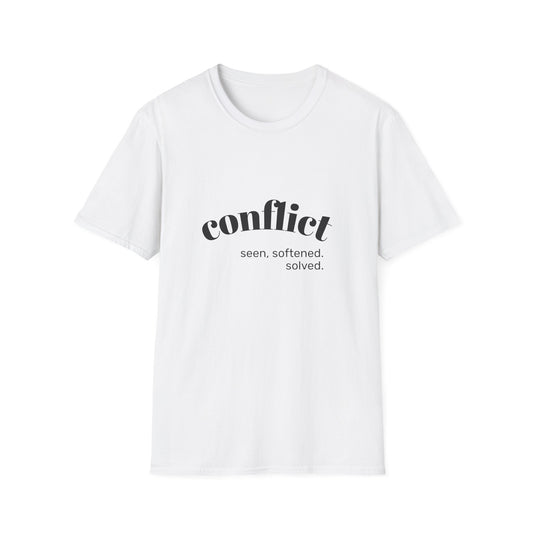 Conflict Unisex Softstyle T-Shirt, Casual Wear, Gift for Friends, Motivational Shirt, Everyday Tee, Philosophy Apparel