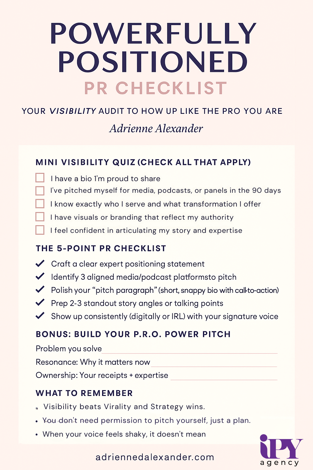 Powerfully Positioned PR Checklist